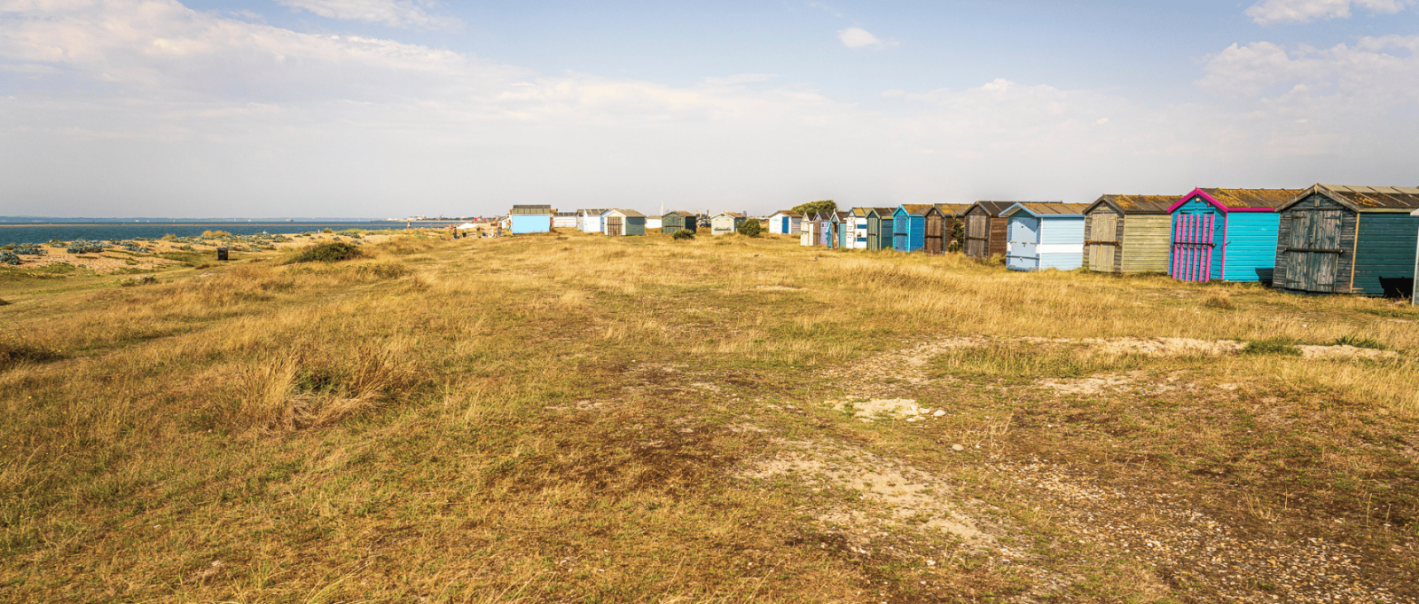A row of colourful beach huts at Hayling Island